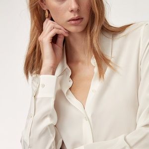 NWOT BABATON S Silk Blouse (Cream) Aritiza